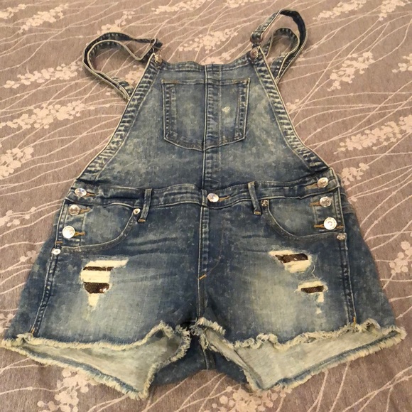 true religion overall shorts